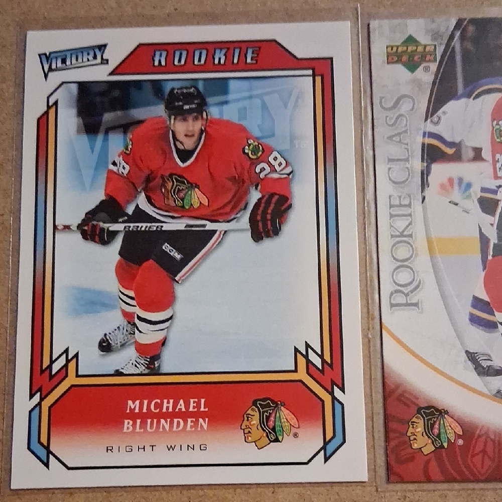 Blackhawks Michael Blunden Rookie Hockey Cards